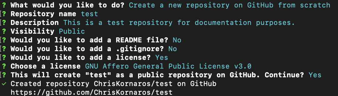 GitHub CLI Repo Creation